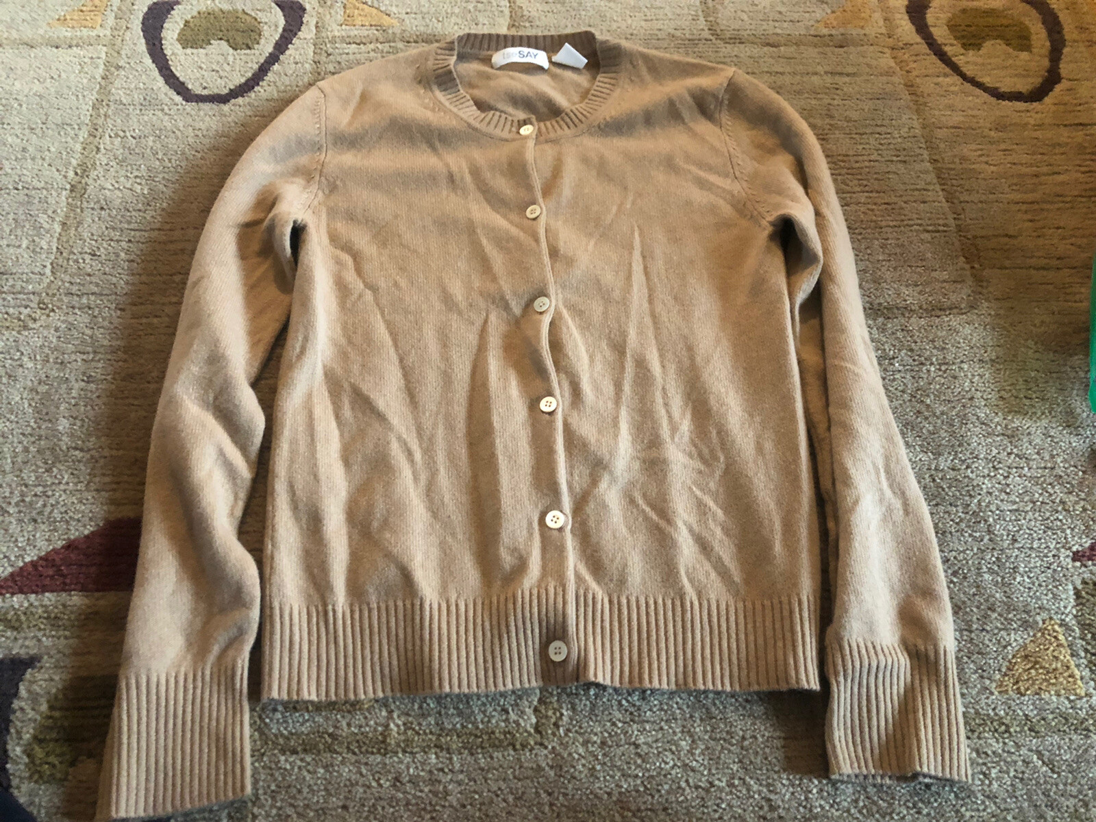 tan cashmere cardigan