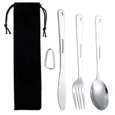 3Pcs Outdoor Tableware Portable Knife Fork Spoon Cutlery Travel Flatware Set