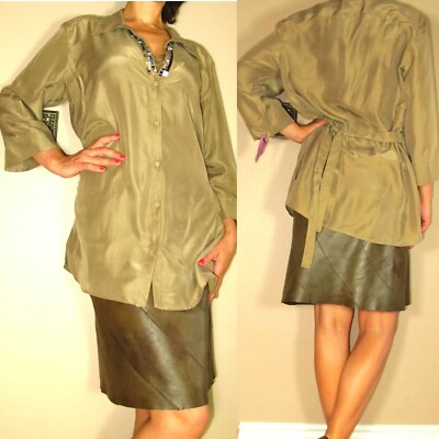 Marina Rinaldi Silk Blouse Max Mara Italy Y2K Vintage Size 21 12-14W Old Money