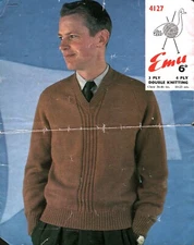 Men's Sweater Pattern in Emu Wool | Emu Yarns #4127