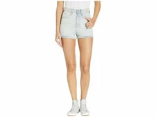 $225 Juicy Couture Women Blue Embroidered Stripe Wash Demin Jean Shorts Size 29