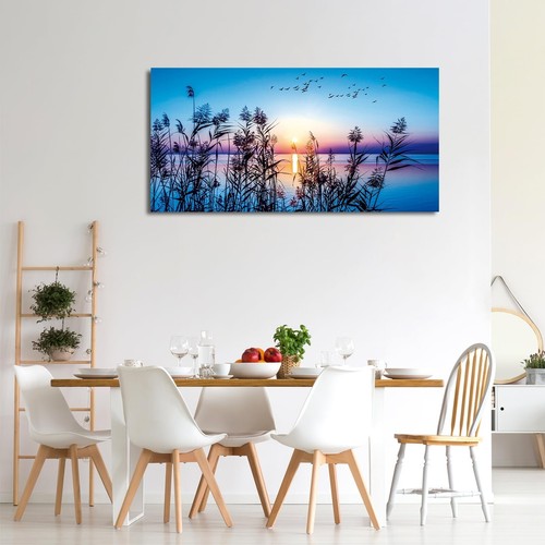 arteWOODS Sunset Lake Canvas Wall Art - Nature Pictures for Home Decor Reed B... - Picture 5 of 7