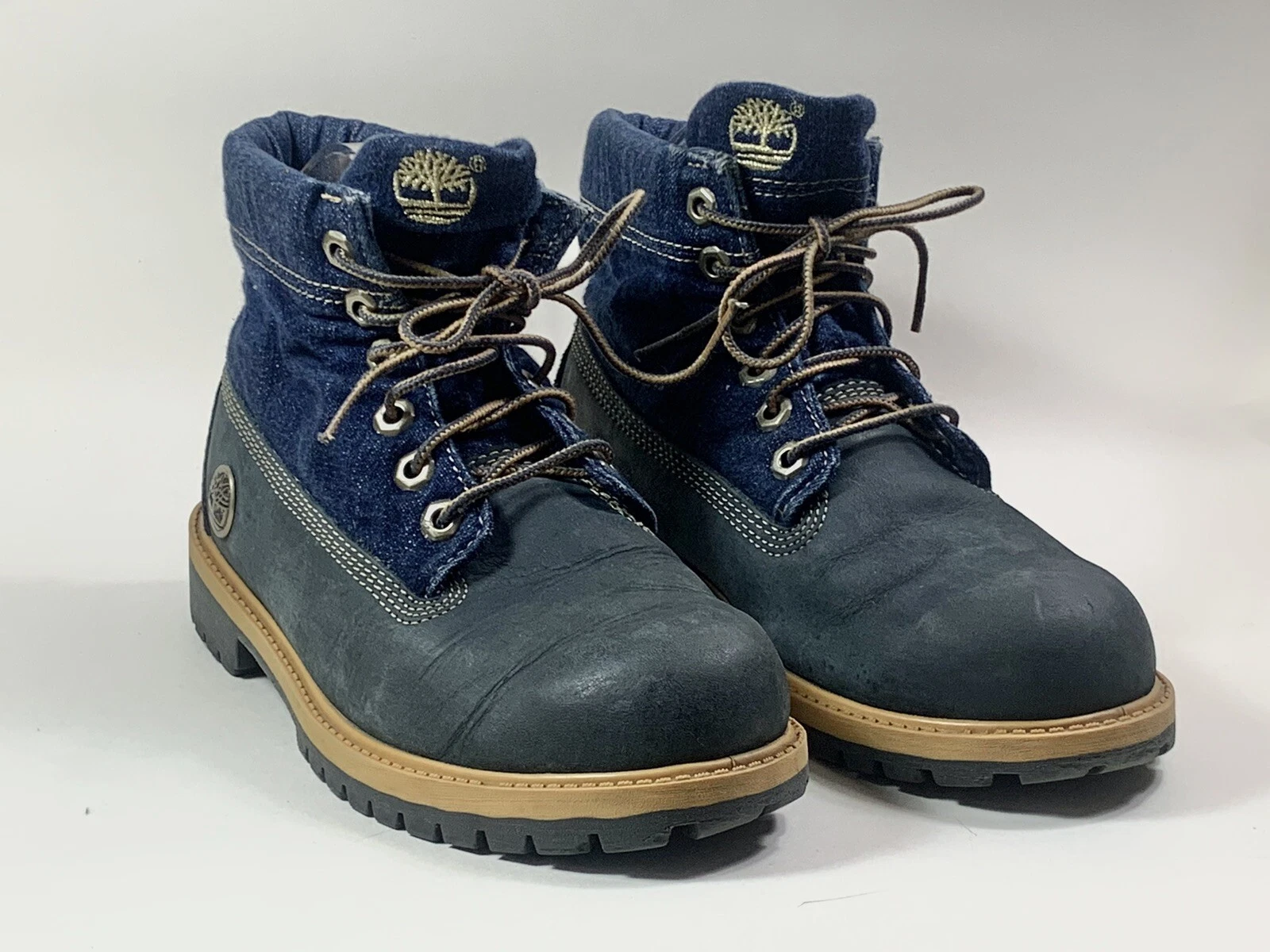 Stivali top roll Timberland blu nabuk e denim taglia UK 4 5 EU 37 US 5