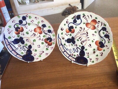 Vintage / Antique Pair Allertons Plates 20 cm Gaudy Welsh Both In Good Condition