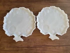 Hazel Atlas Milk Glass Apple Tree Of Life Snack Plates Vintage set of 2 Tea