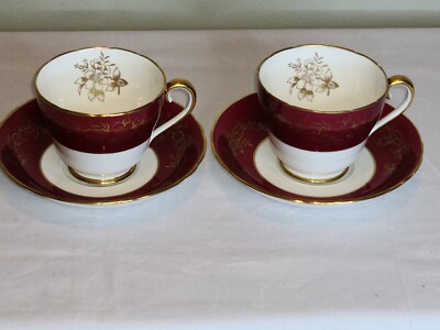 A Pair of Beautiful Vintage 1960s Adderley Bone China Lawley England Tea Set