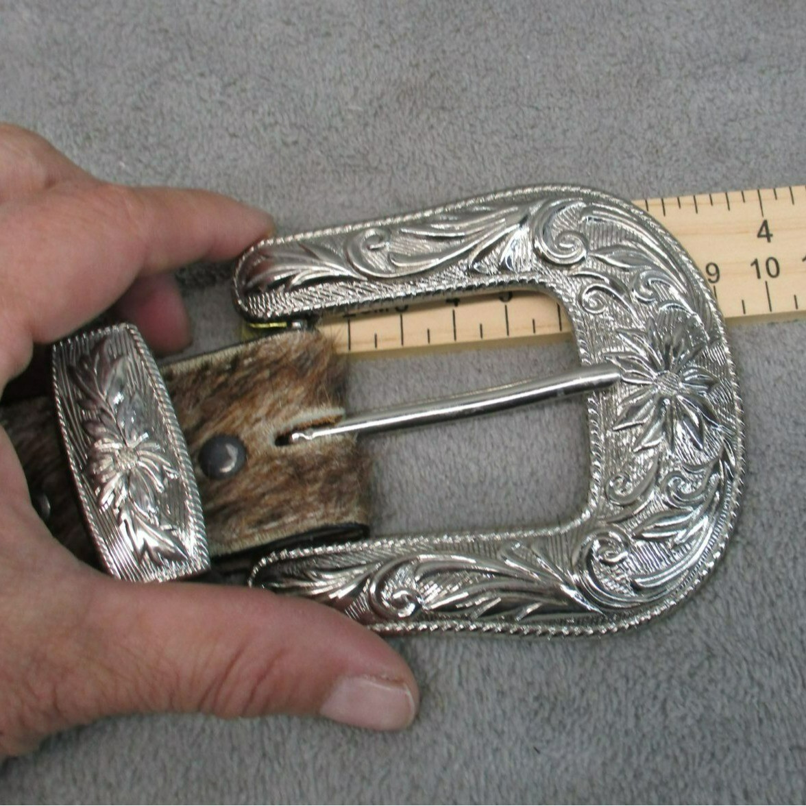 Belt Womens 28 Brown Genuine Leather Rhinestone Studded | eBay display picture 3