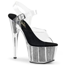 PLEASER ADORE-708SRS Women's 7" Heel Platform Sandal W/Simulated RS Filled Shoes