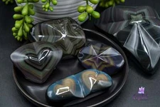 Rainbow Obsidian Heart Carving