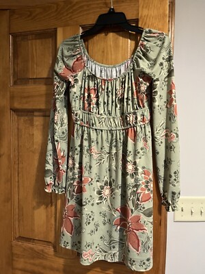 SO Dress Long Sleeved Small Sz Small Short Green Pink