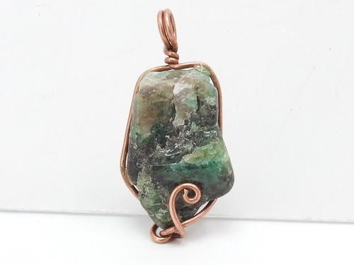 Colgante Esmeralda Áspero Alambre Envuelto Cobre Joyería 30X19X10MM Regalo Personalizado - Imagen 2 de 8