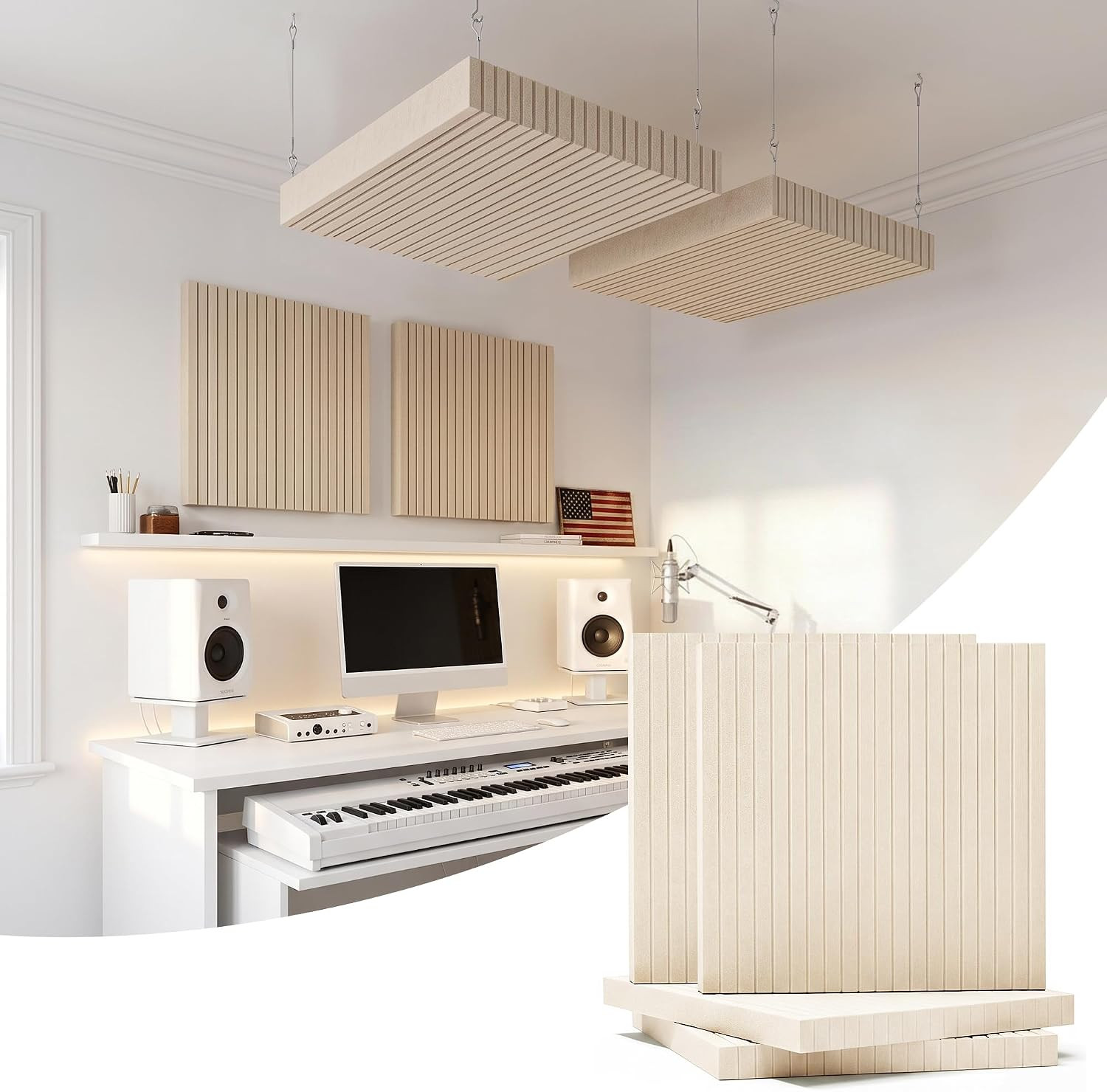 Acoustic Wall Panels, 2-Pack 23.6 X 23.6 X 2 Inch Decorative Soundproof Panels,