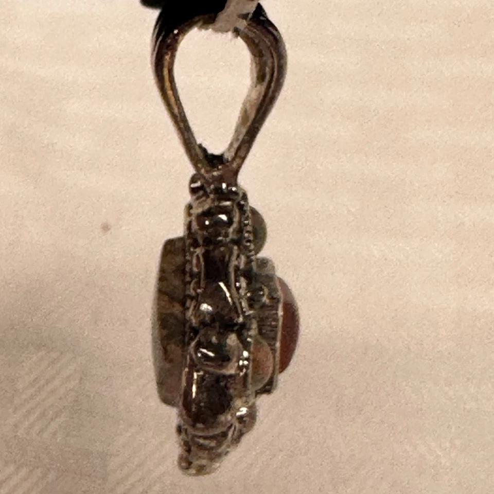 Premier Designs Silver Tone Reversible Pendant Genuine Epidotes And Jasper - Image 4 of 4