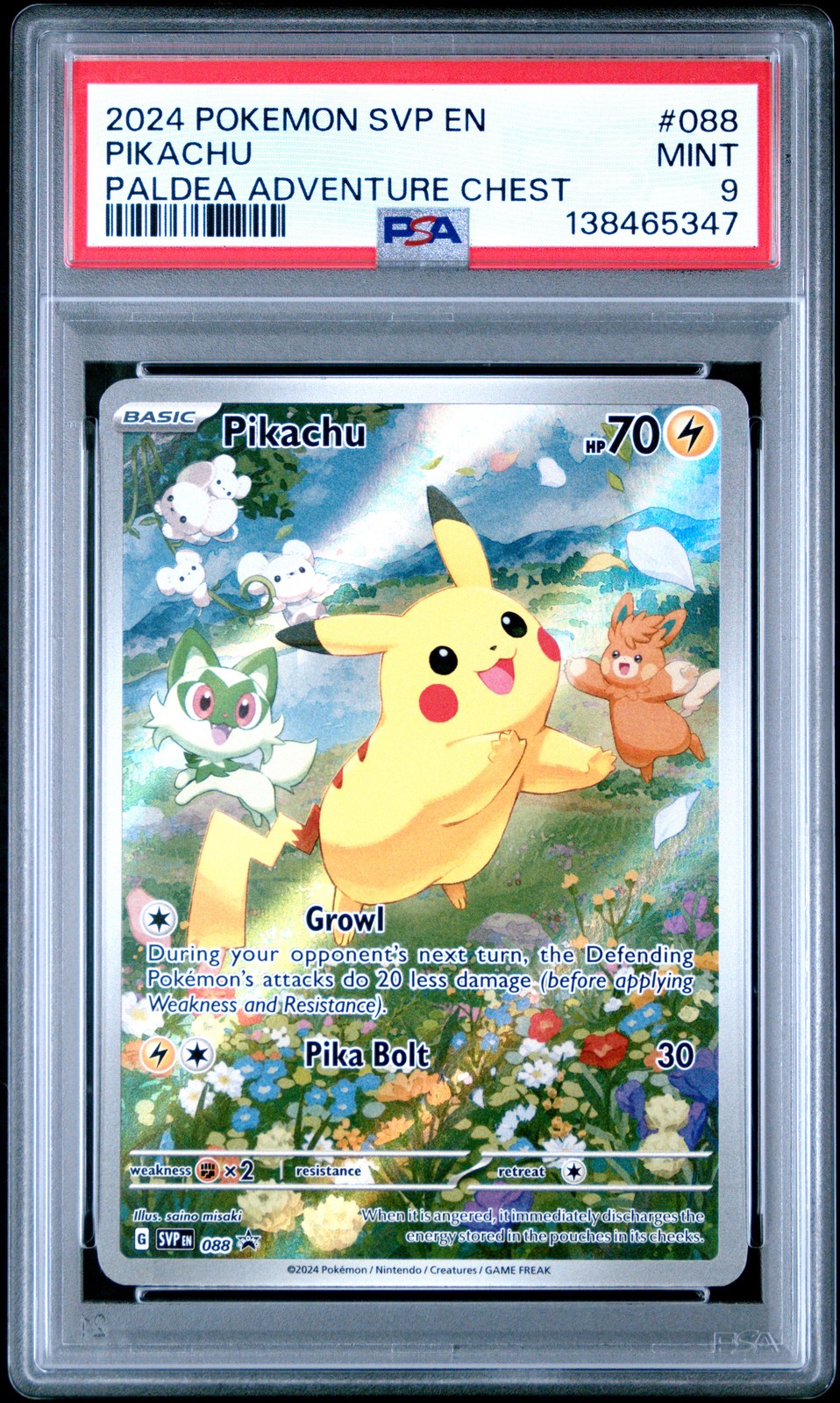 2024 POKEMON SVP EN-SV BLACK STAR PROMO PALDEA ADVENTURE CHEST PIKACHU PSA 9
