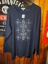 Cjbanks Size 3xl Blue Long Sleeve Top NWT