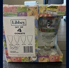 Libbey Sue Zipkin Snowman Holiday Large Heavy Water Goblets Glasses X4 | NIB