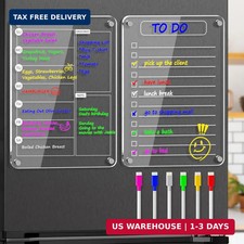 Magnetic Acrylic Weekly Planner and to Do List Set for Fridge - 8" 12" Clear Dry
