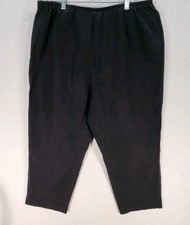 Eileen Fisher Pants Black Organic Cotton Crop Side Zipper Elastic Waist Size 1X