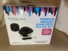 PROGLOBE Premium Memory Foam Neck Pillow Set Including Earplugs, Eye Mask Bag