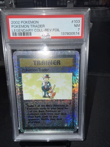 2002 POKEMON LEGENDARY COLLECTION #103 POKEMON TRADER-REVERSE FOIL PSA 7