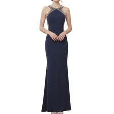 Blondie Nites Beaded Navy Cutout Women's Juniors Prom Formal Dress Size 7