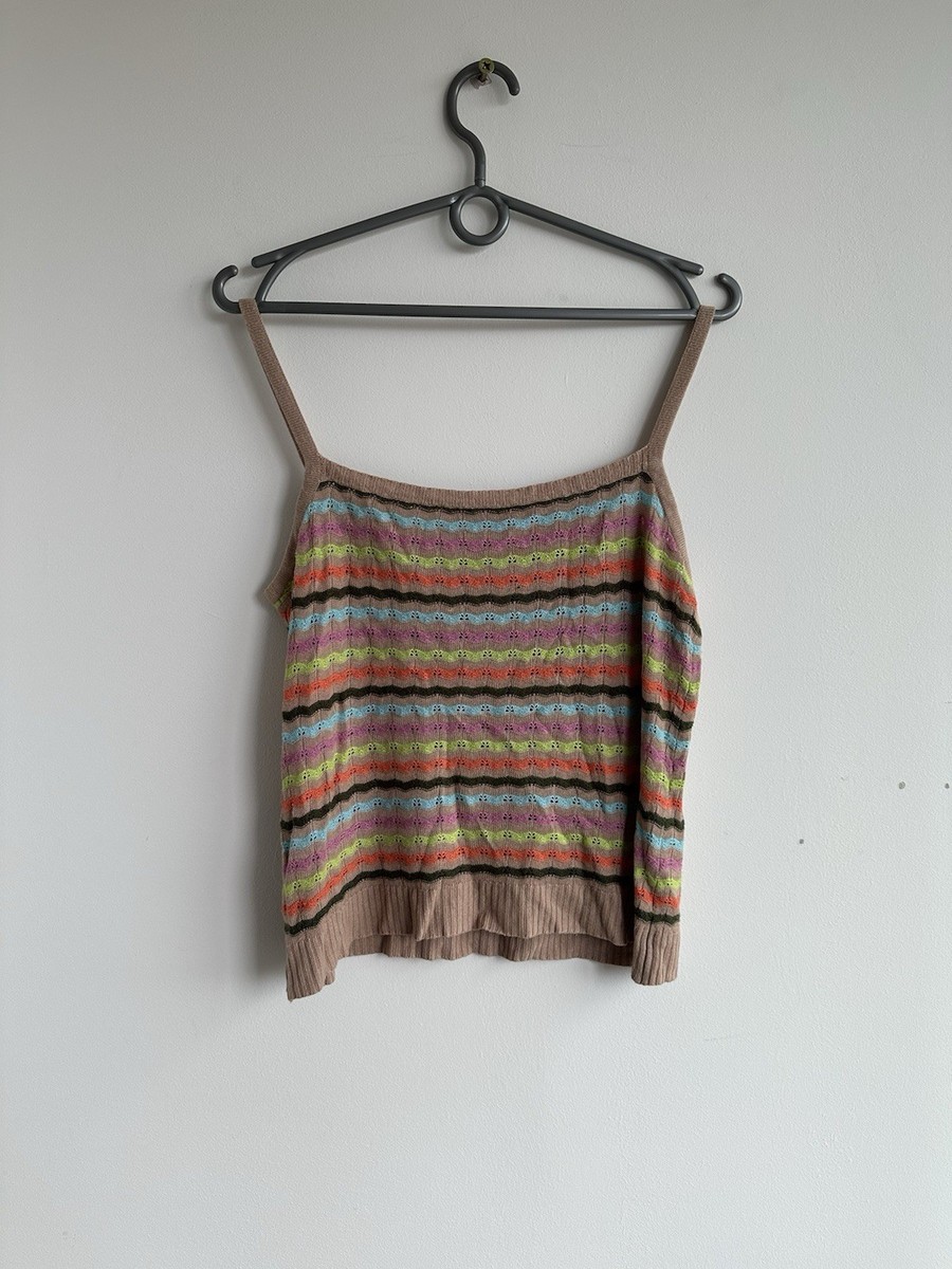 90s Vintage Christian Lacroix Bazar Knit Tank Top Striped Floral