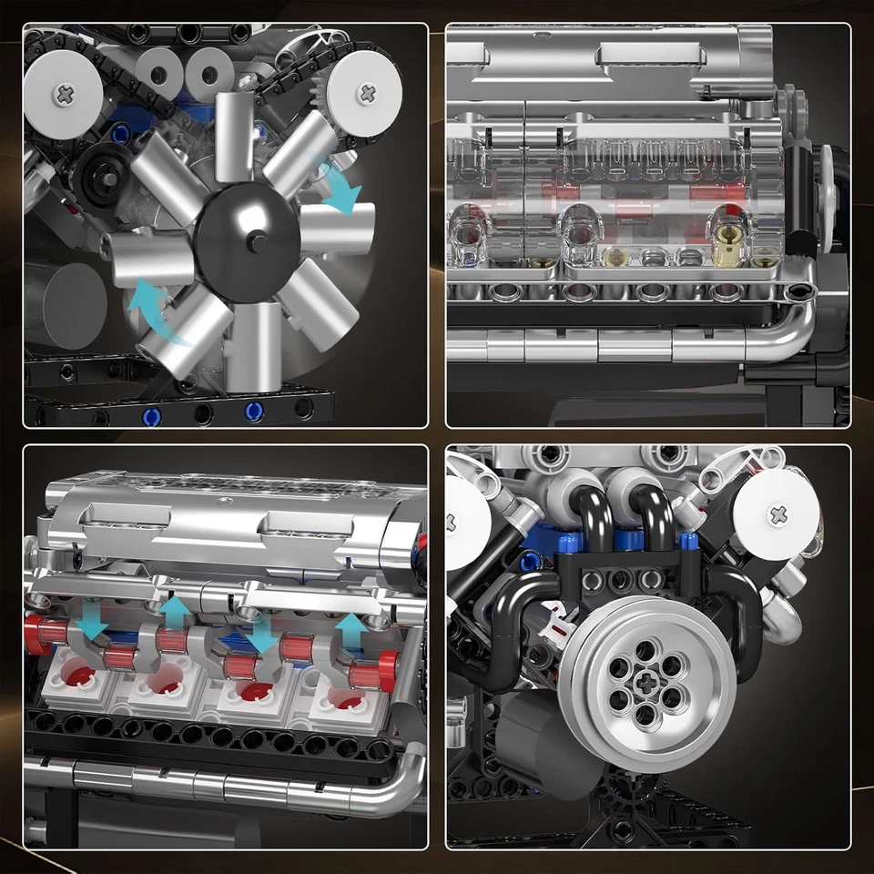 DIY V8 Engine Model Kit for Adults, Working Mechanical STEM Toy 535 Pcs-USA SHIP - Image 3 of 4