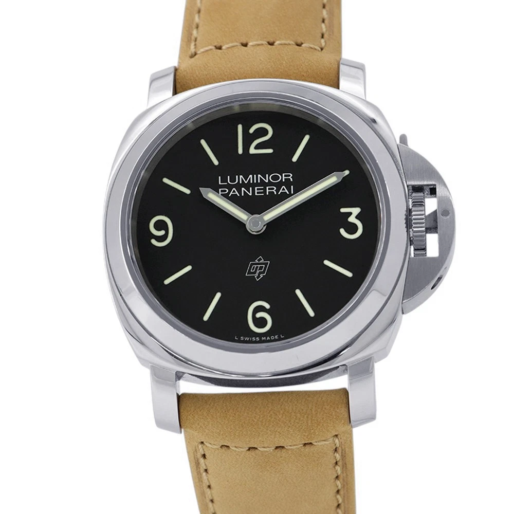 Panerai — PANERAI Luminor base logo 44mm Stainless Steel/Leather Black Dial PAM01086