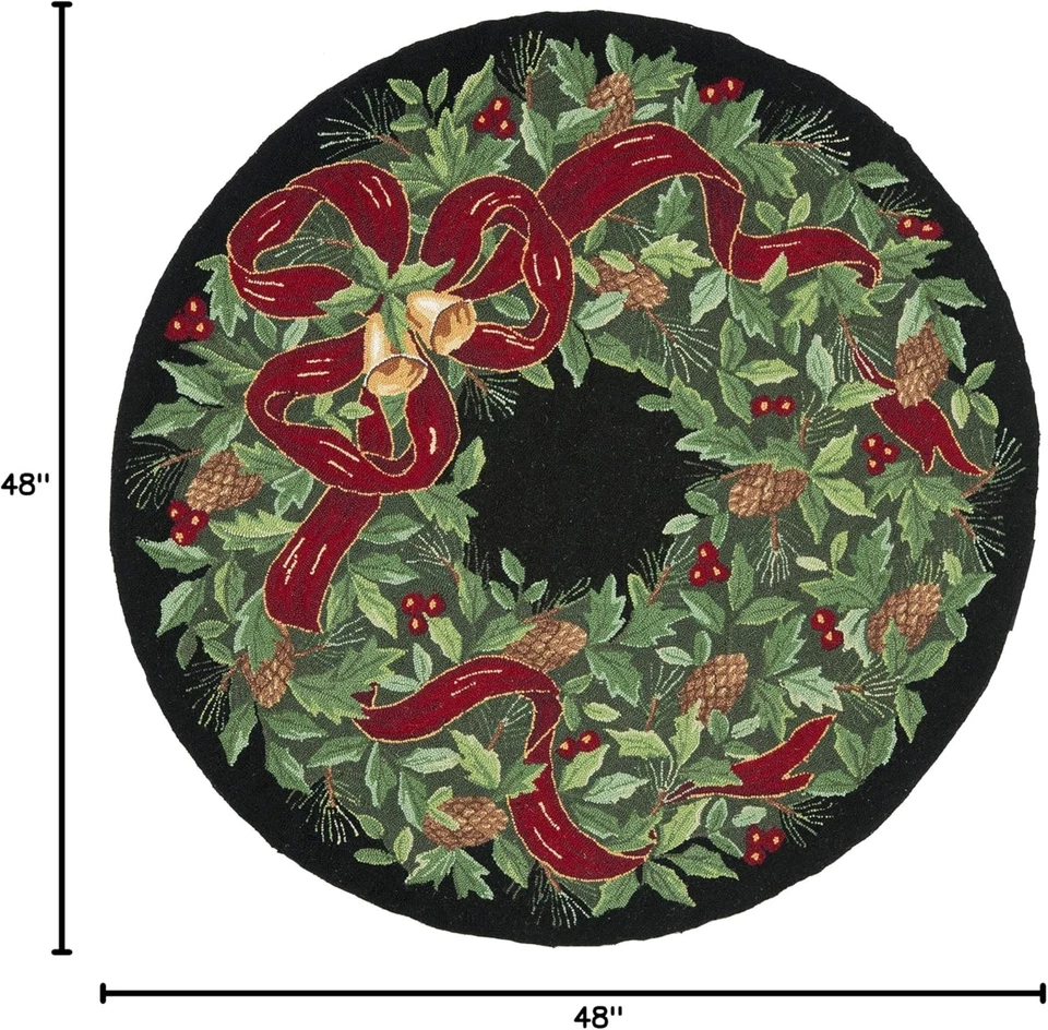 Colección de carteles vintage SAFAVIEH 4' redondo 4' (redondo), negro/verde Foto 2 de 4