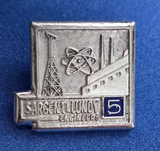 VINTAGE SARGENT AND LUNDY ENGINEERS STERLING SILVER SERVICE AWARD PINBACK
