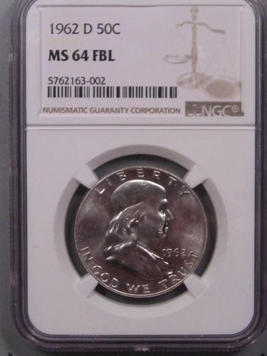 Full Bell Lines BU Gem 1962-d Silver Franklin Dollar NGC MS65 FBL. #23