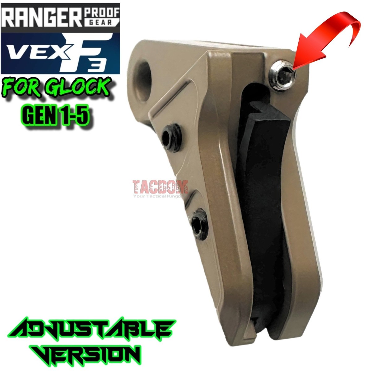 RANGER PROOF W/Johnny GLOCK VEX F3 ADJUSTABLE TRIGGER FDE TAN 17