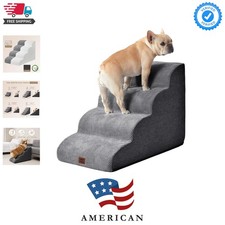 Curved Dog Stairs Ramp for High Beds 19.7" H, 4-Step Dog Steps for Small Dogs...