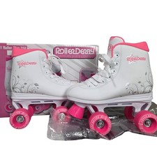 Roller Derby Roller Star 350 Quad Skates Girls Size 3 White Pink Outdoor Hobby