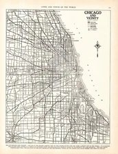 1939 Vintage Chicago Illinois Street Map Wall Decor City Map of Chicago 2669