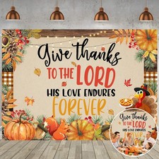 Give Thanks to the Lord Banner Backdrop 7X5Ft Christian Thanksgiving Photography