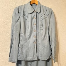 Vintage 1940's Lampl Women's M Blue Wool Gabardine Skirt Suit
