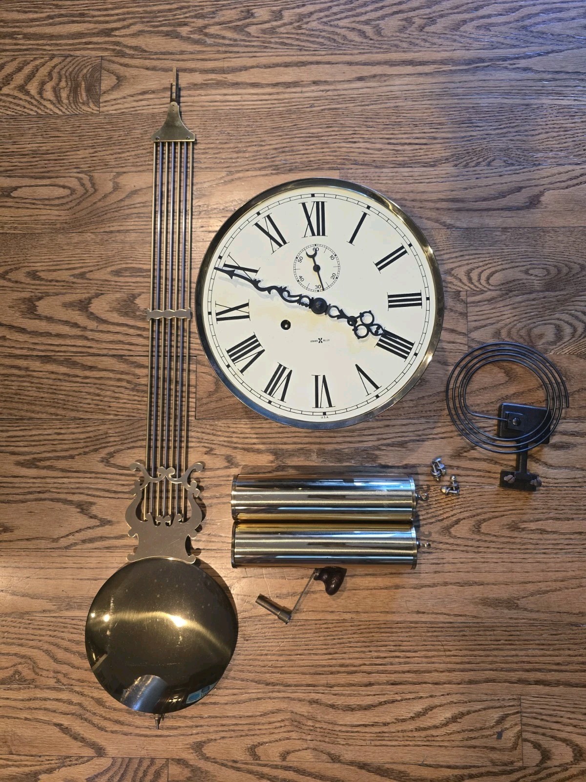 Howard Miller Wall Clock Kieninger MSU 001 Dial Movement Weights Pendulum Crank