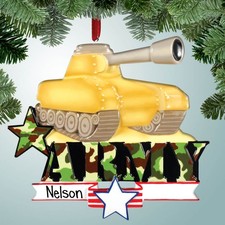 Personalized Army Tank Christmas Ornament