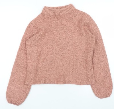 Vila Grobstrickpullover Pullover Damen rosa mit Stehkragen XS