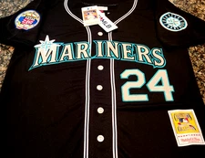 NEW! Seattle Mariners #24 Ken Griffey Jr. Throwback Stitched Dual patch Jersey M