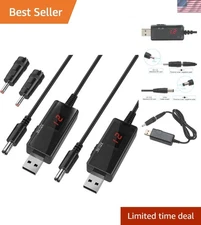 Portable USB Step-Up Boost Adapter for 9V/12V Devices with Live Voltage Readout