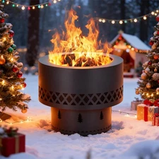 19''  Smokeless Fire Pit Wood Burning Outdoor Fireplace with Dust Bag Patio BBQ