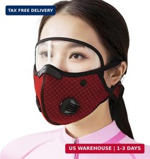 Lightweight Cycling Face Mask with Eye Shield Breathing Valve Replaceable Fil...