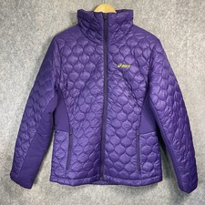 ASICS Training Jacket Womens Large Purple Padded Motion Protect Running Coat Zip