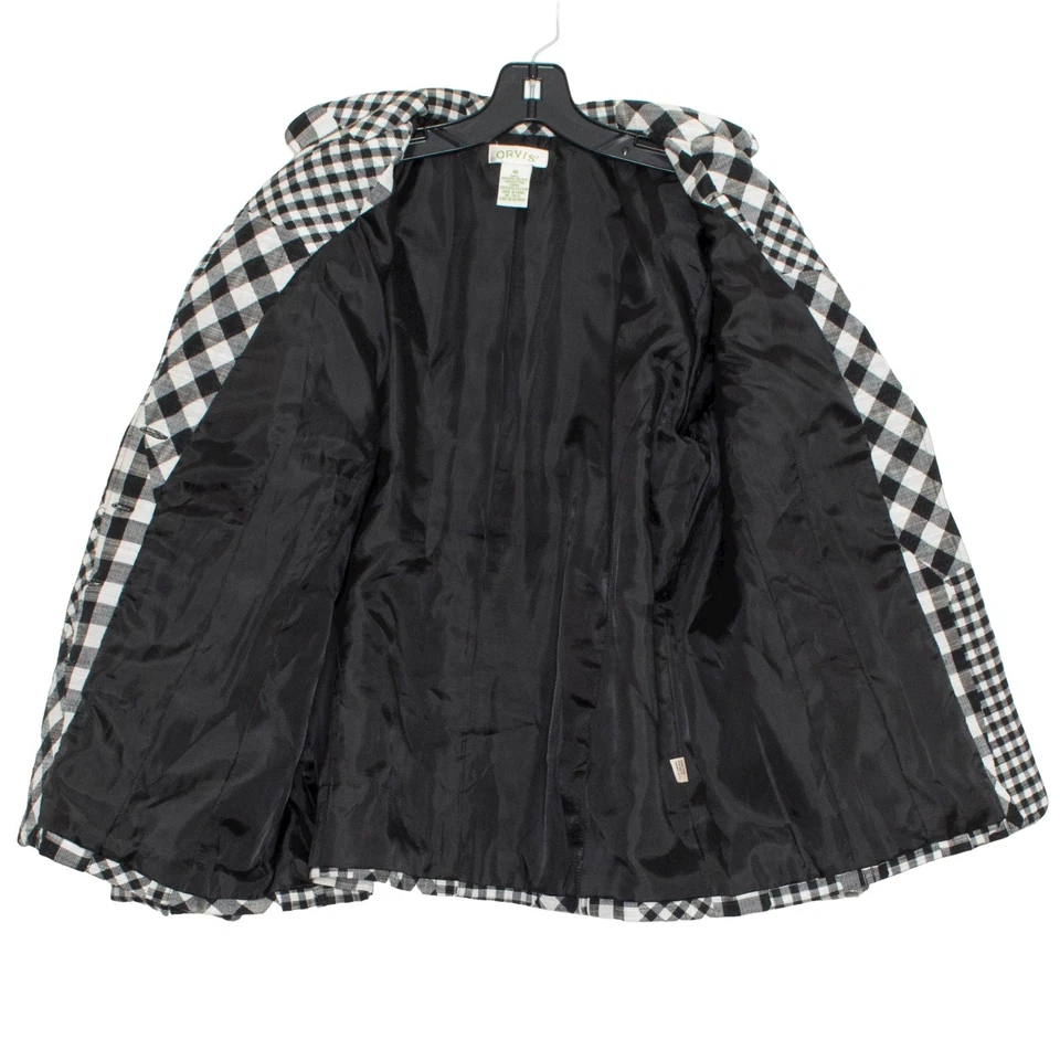 Blazer Orvis Patchwork Cottage Gingham Dark Academia Preppy Años 90 Negro Blanco 16 Foto 2 de 4