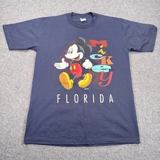 Vintage Velva Sheen Mickey Mouse Florida T-Shirt Navy Blue Size Medium USA Made