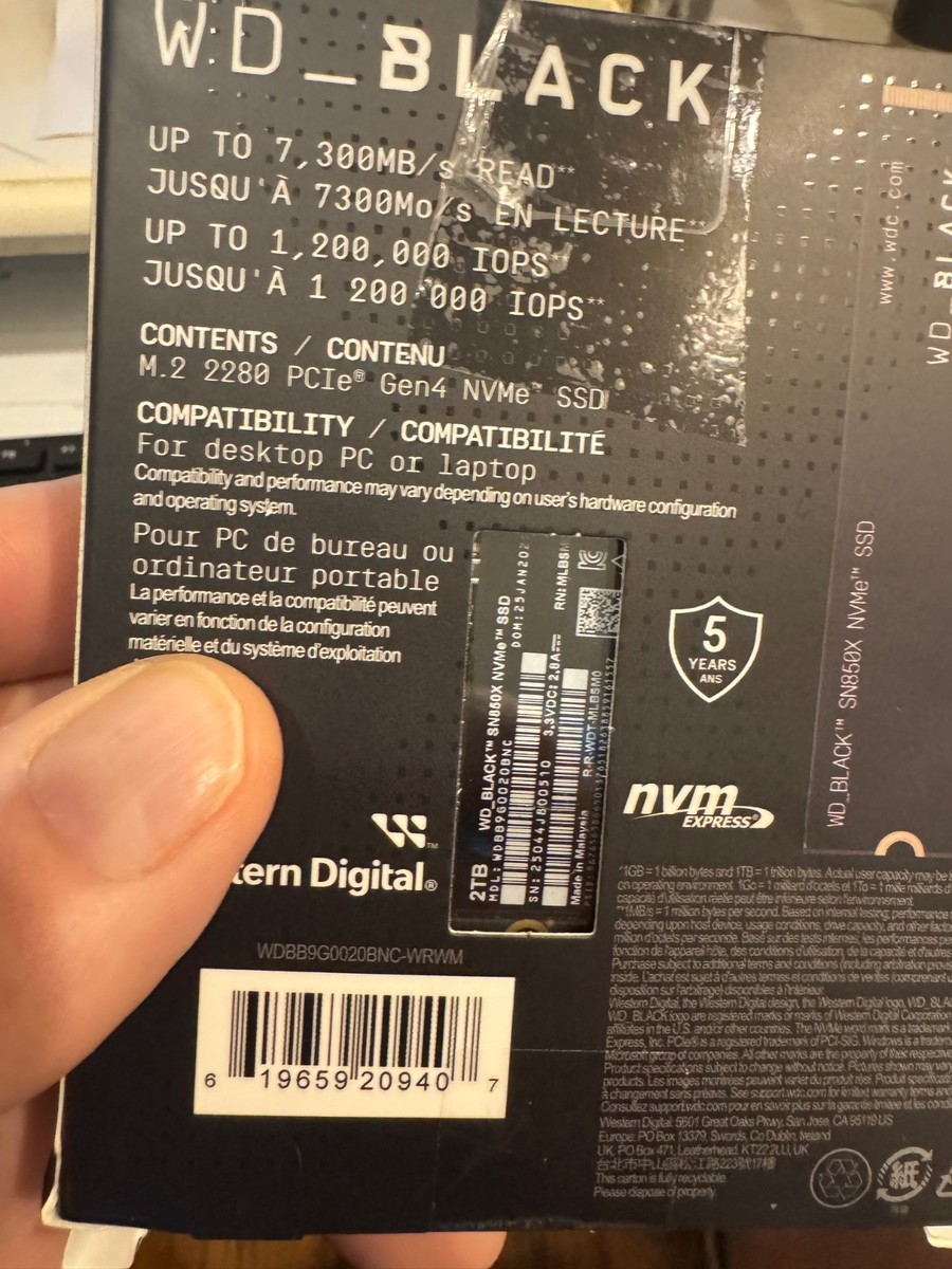 Western Digital SN850X 2TB GEN 4 SSD Game Drive Brand New