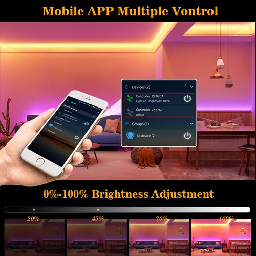 WIFI RGB/RGBW/RGB IC COB LED Strip Lights High Density Flexible Cabinet Kitchen - Picture 25 of 54