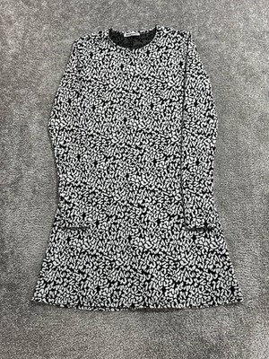 Reformation Kenmare Mini Dress Womens Large Black Jacquard Knit Leopard Print